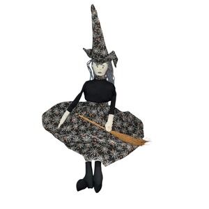 Primitive‎ Halloween Witch Doll Handmade Folk Art Shelf Sitter Decor